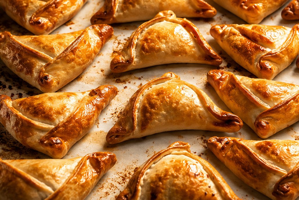 Empanadas recién horneadas en la bandeja / Freshly baked empanadas on the tray